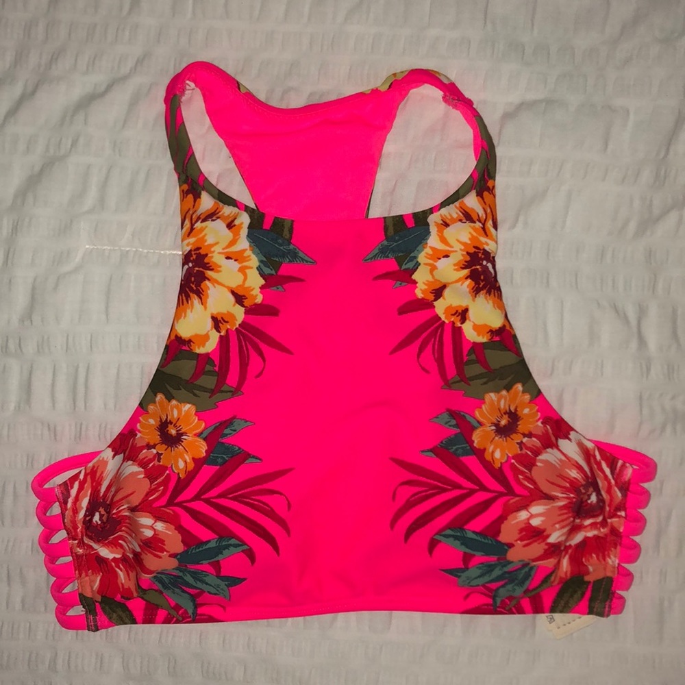 halter floral bikini top